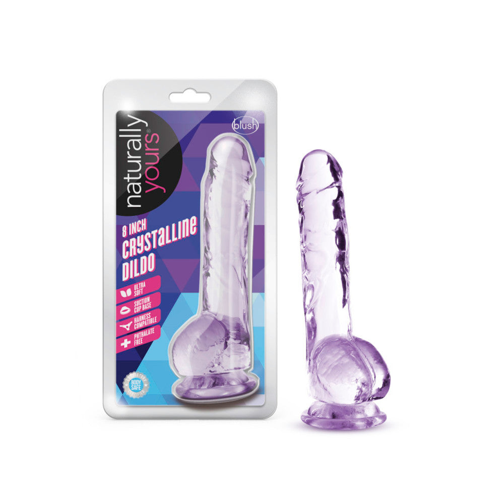 Naturally Yours 8" clear purple jelly dildo