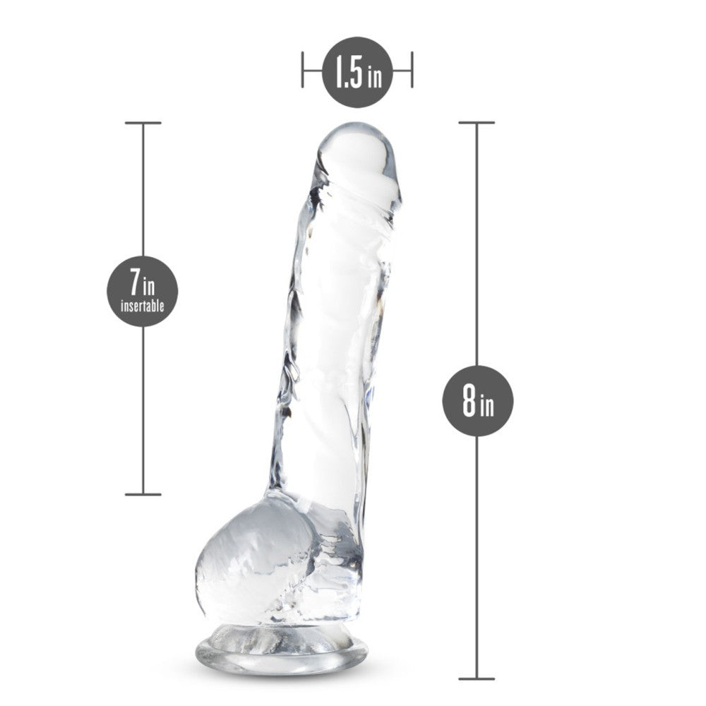 Naturally Yours Realistic Testicles Dildo 8" Clear