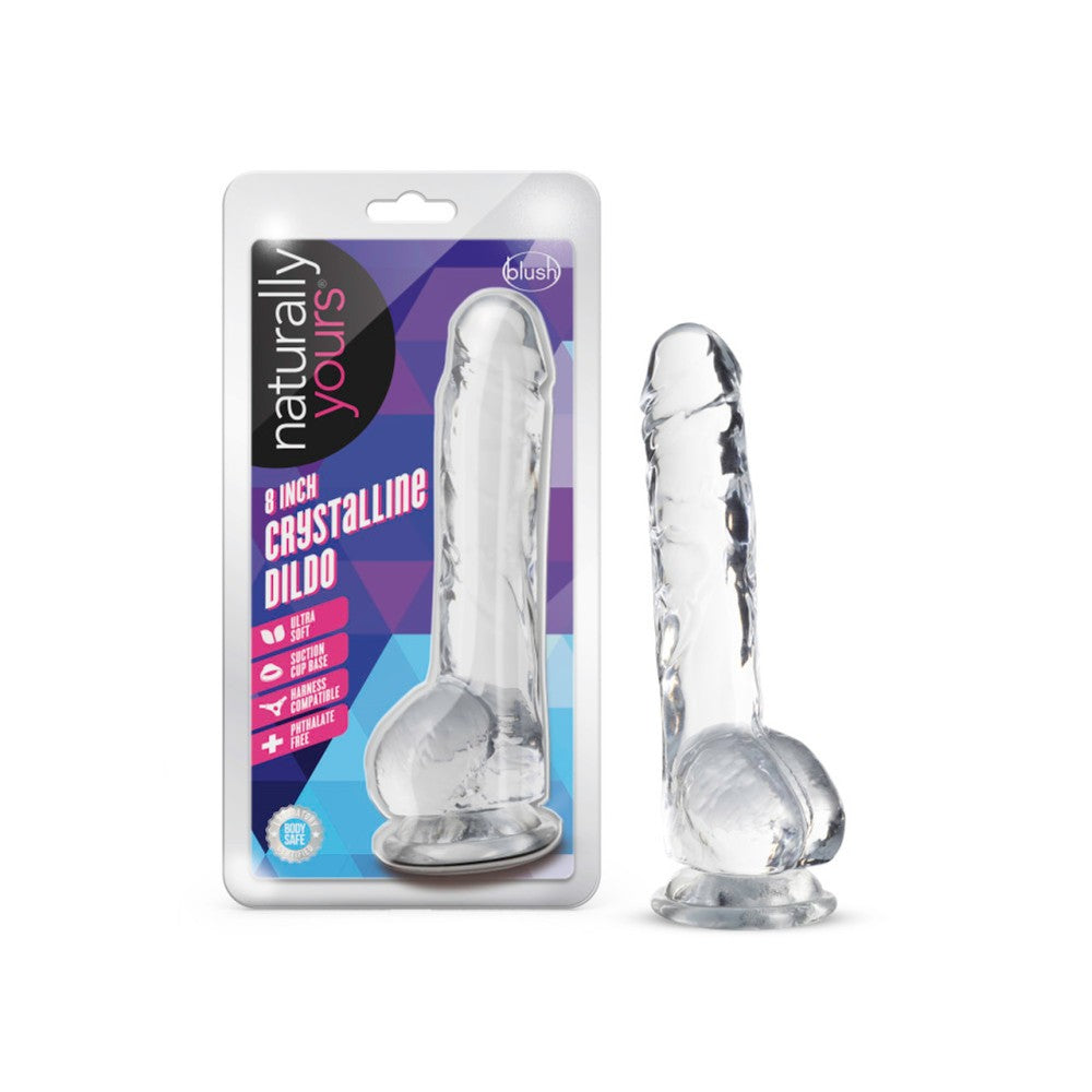 Naturally Yours Realistic Testicles Dildo 8" Clear