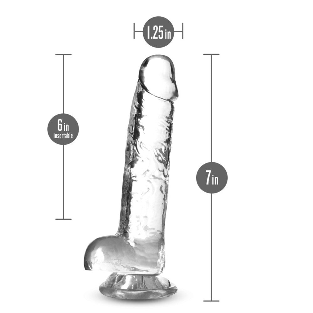 Naturally Yours Realistic Testicular Dildo 7" Clear