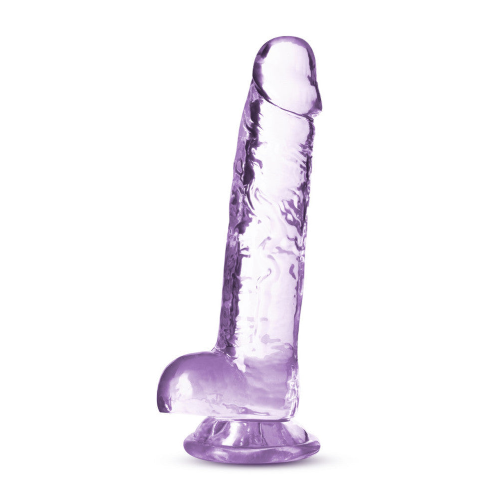 Naturally Yours Realistic Testicular Dildo 7" Clear Purple