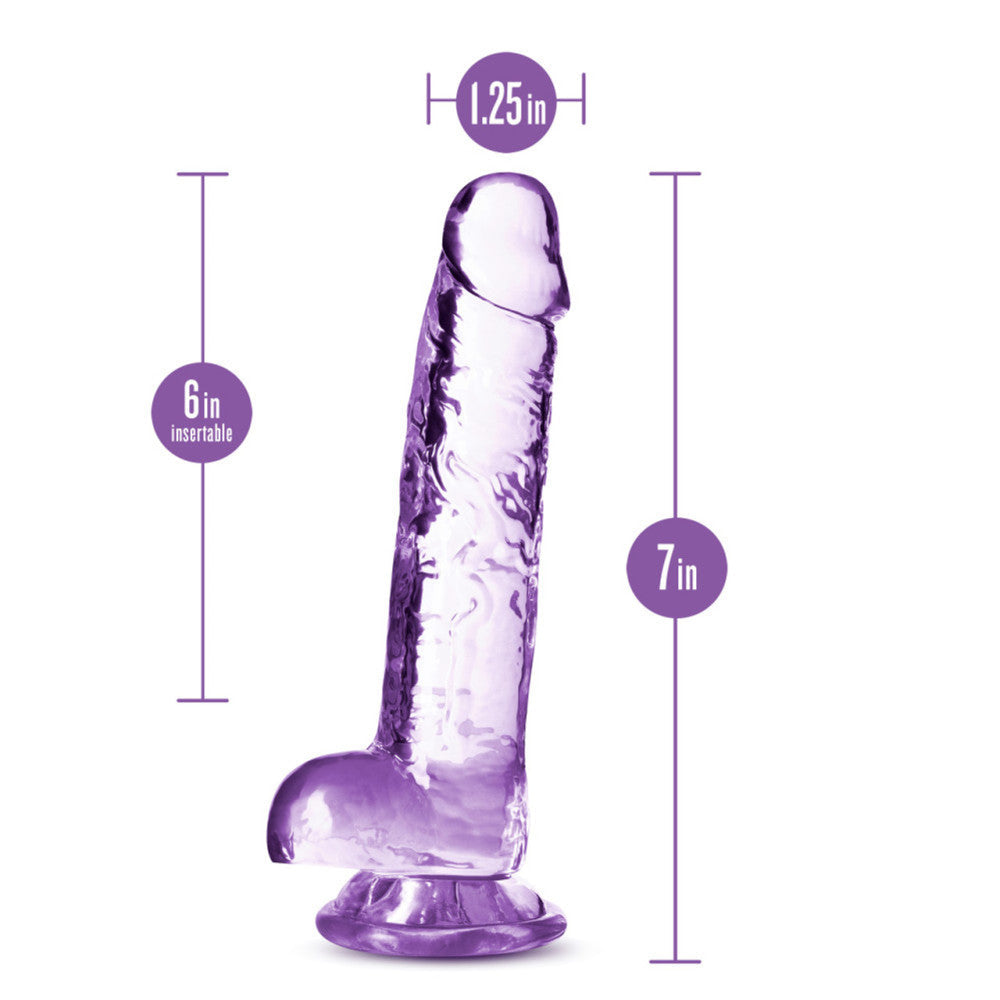 Naturally Yours Realistic Testicular Dildo 7" Clear Purple