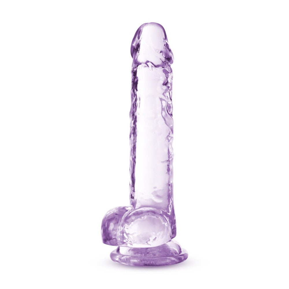 Naturally Yours Realistic Testicular Dildo 7" Clear Purple