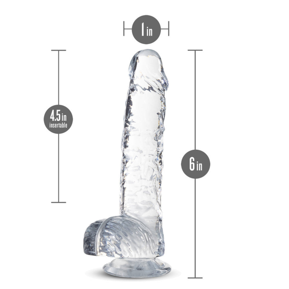 Naturally Yours Small Realistic Testicular Dildo 6" Clear