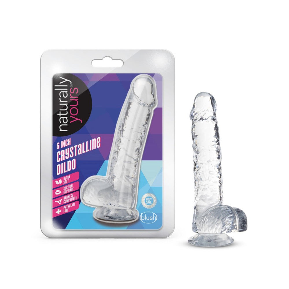 Naturally Yours Small Realistic Testicular Dildo 6" Clear