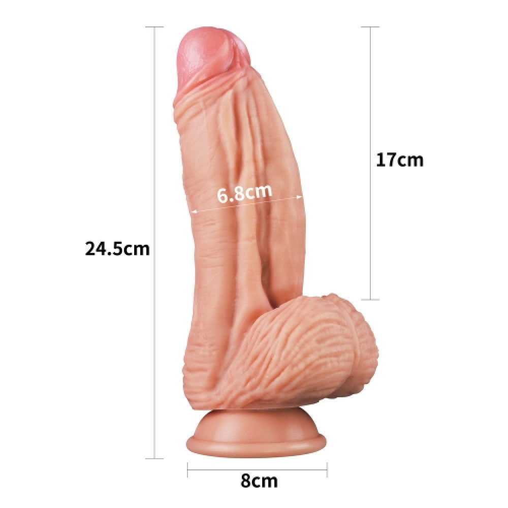 Nature Cock 10" Flesh Double Layer Realistic Silicone Dildo