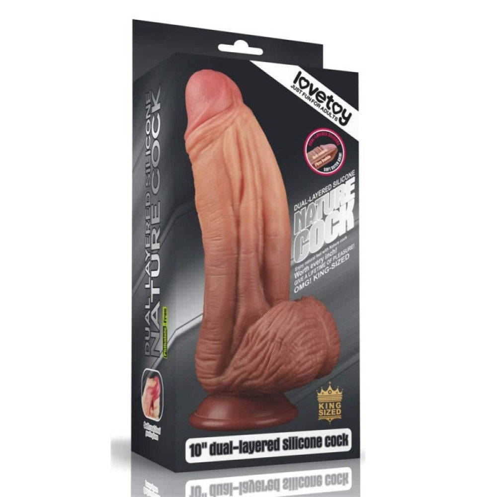 Nature Cock 10" Thick Dual Layer Realistic Silicone Dildo