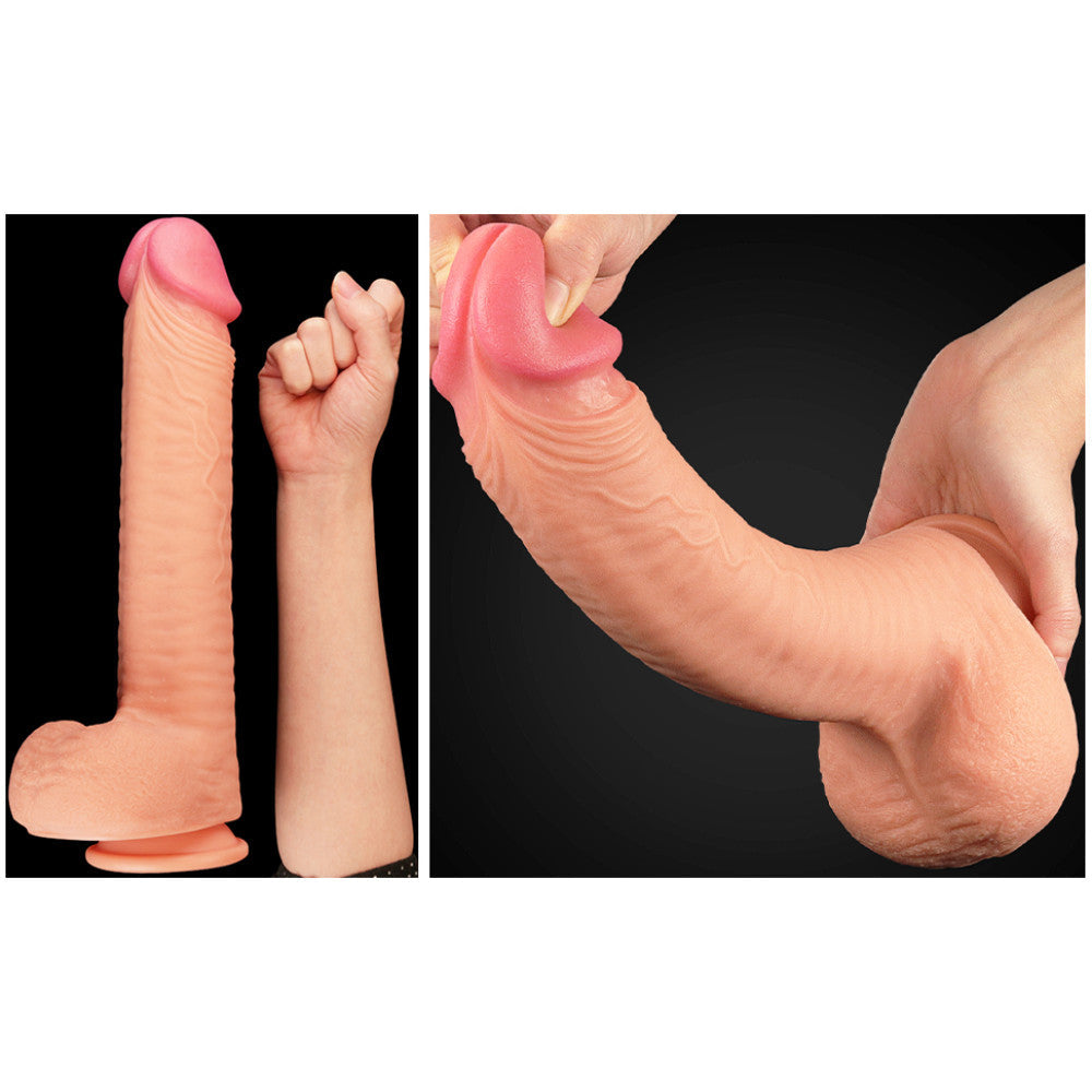 Nature Cock 12" Large Dual Layer Realistic Silicone Dildo