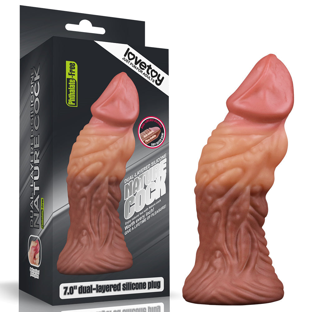 Nature Cock Dual Layer White Realistic Silicone Dildo 7"