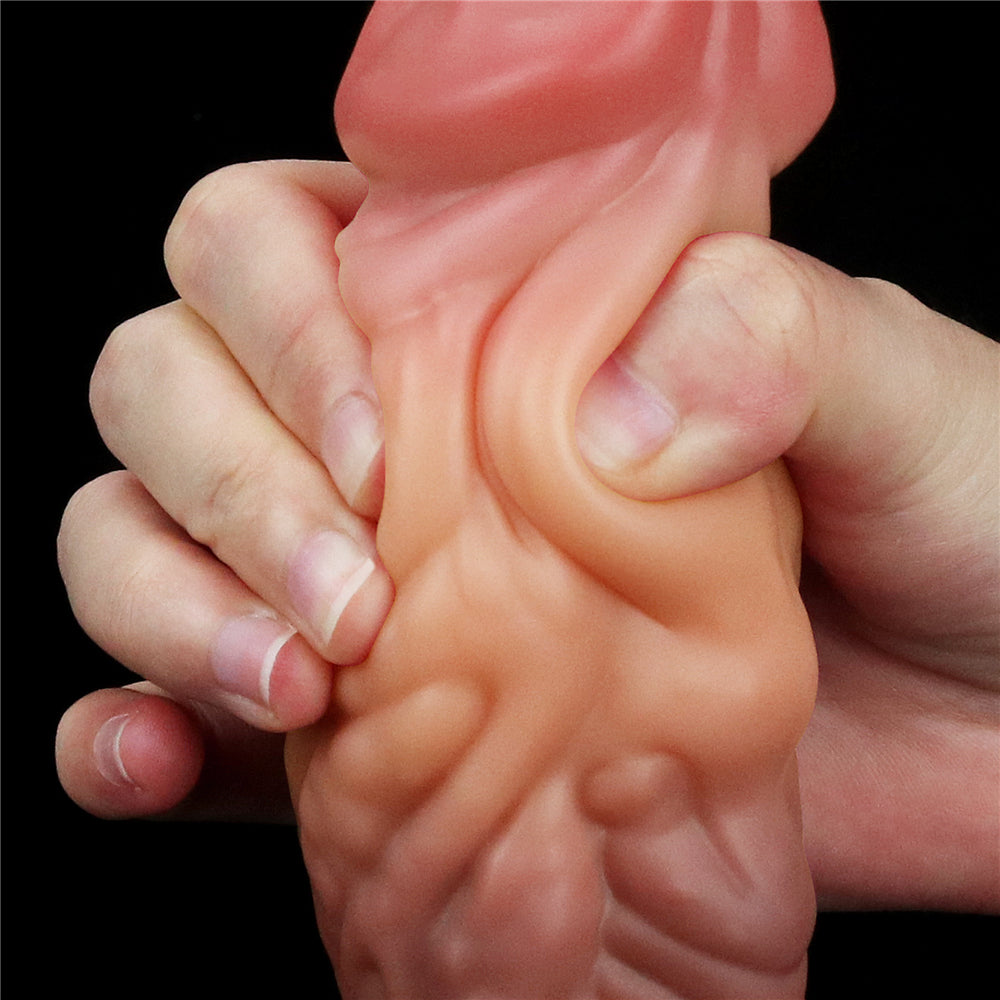 Nature Cock Dual Layer White Realistic Silicone Dildo 7"
