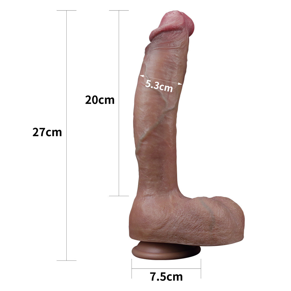 Nature Cock Realistic Double Layer Silicone Dildo 10.5"