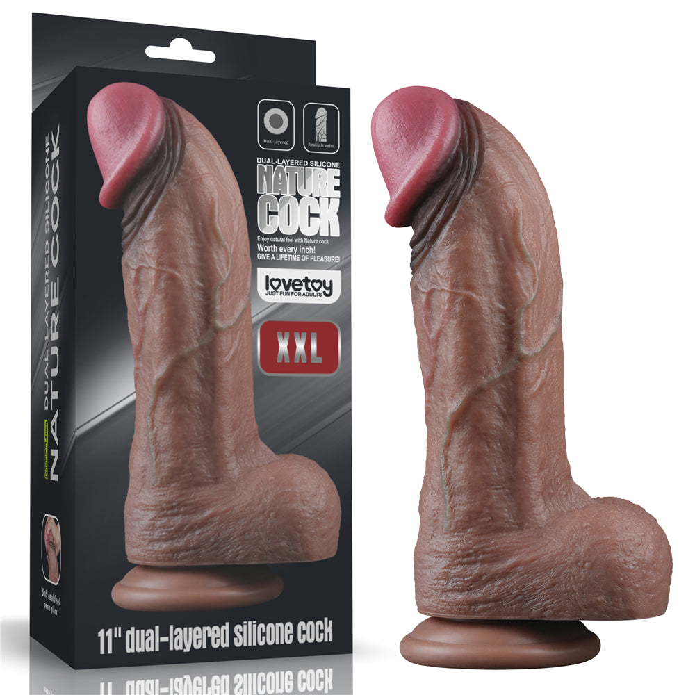 Nature Cock XXL 11" Large Dual Layer Realistic Silicone Dildo