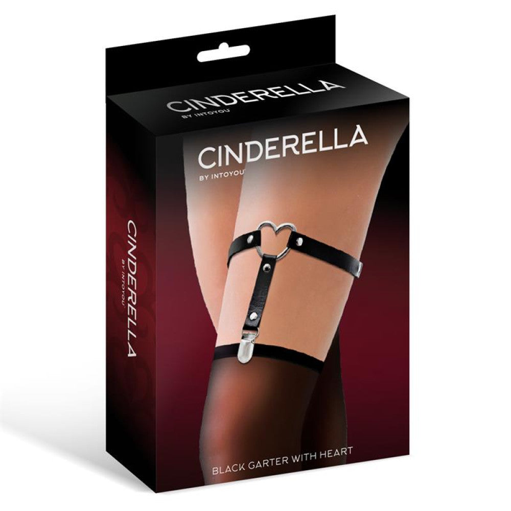 Nina - Cinderella Metal Heart Adjustable Leather Garter