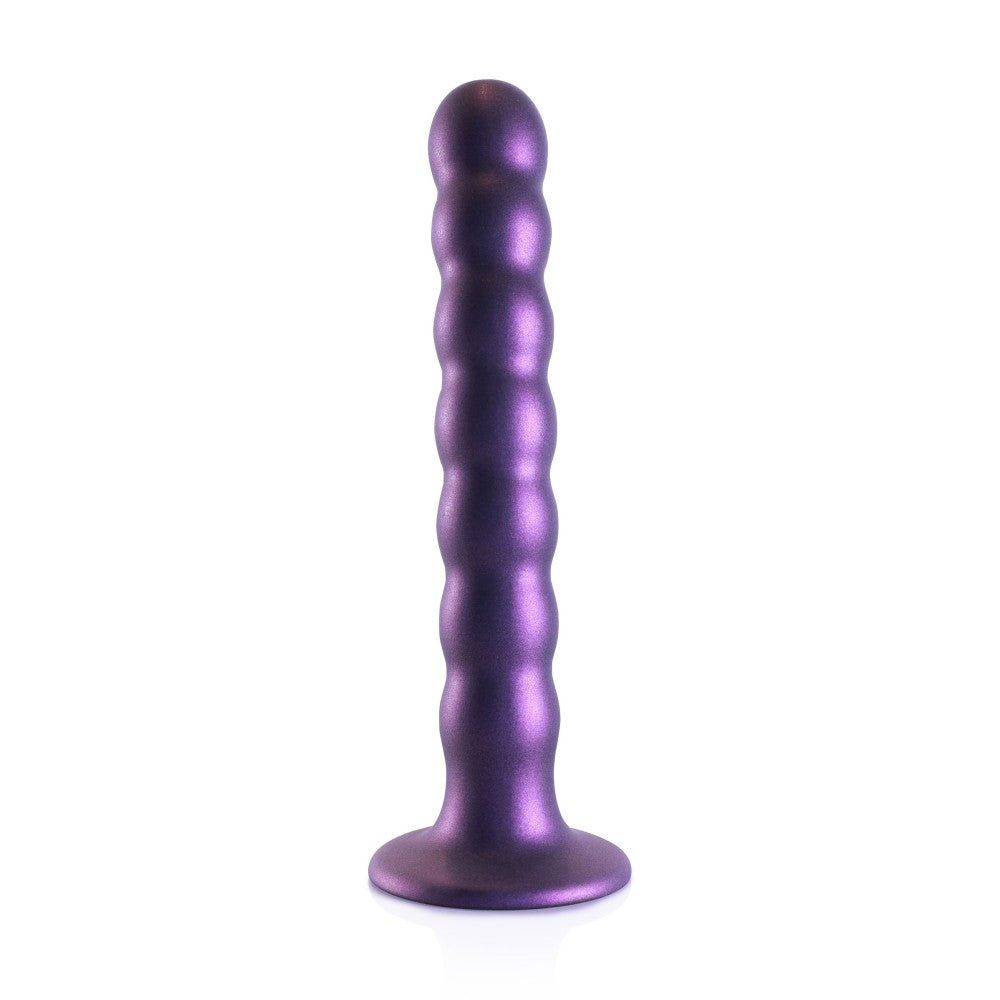 Nina - Embossed Silicone Vacuum Base Dildo Ouch! purple metallic