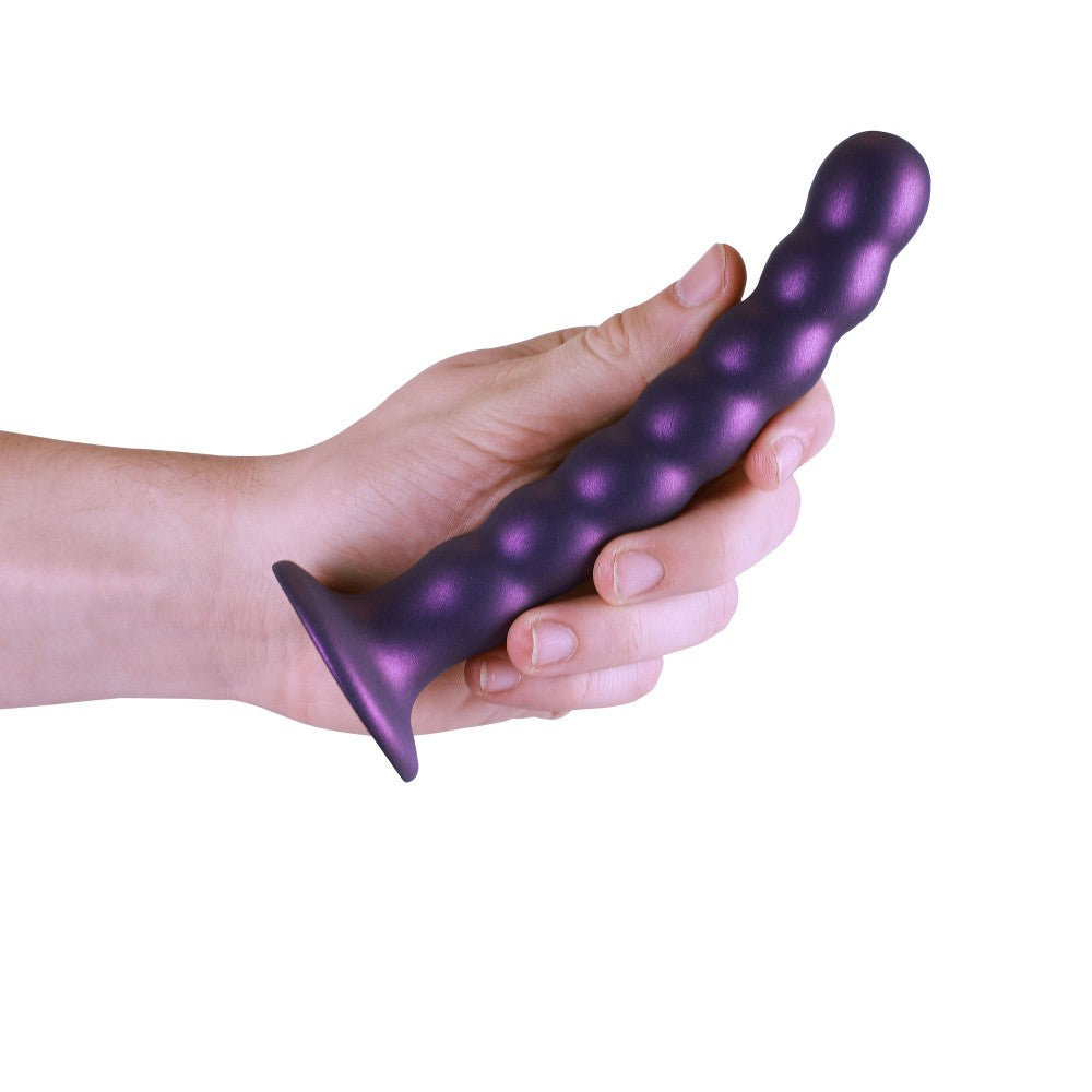 Nina - Embossed Silicone Vacuum Base Dildo Ouch! purple metallic