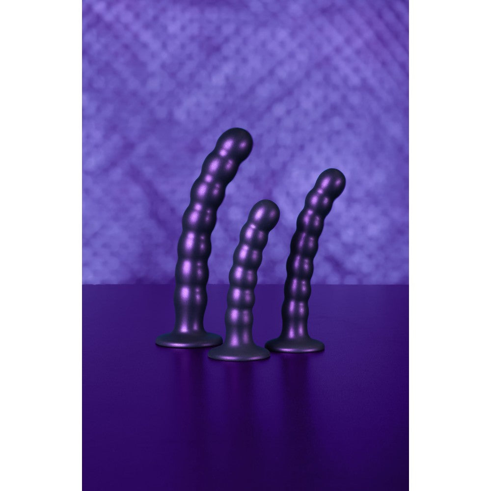 Nina - Embossed Silicone Vacuum Base Dildo Ouch! purple metallic