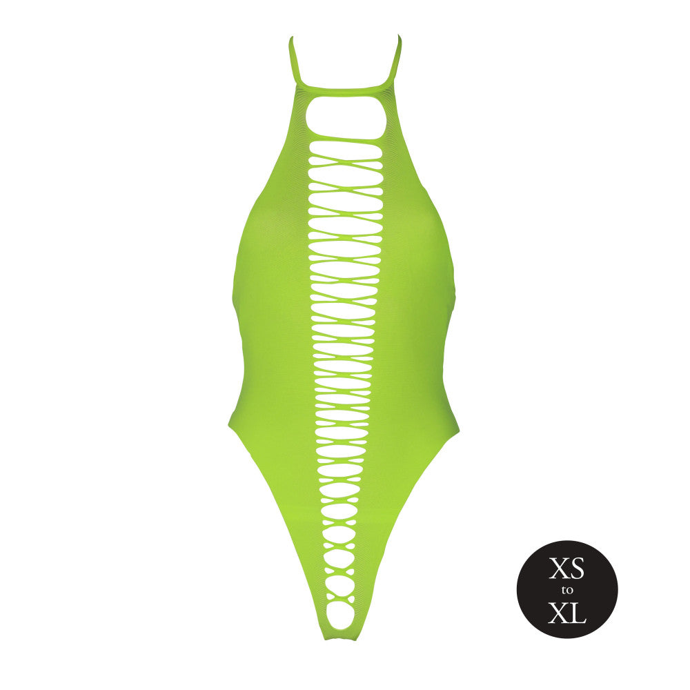 Nina - Erotic revealing bodysuit with open bottom Ouch! Glow In The Dark neon green