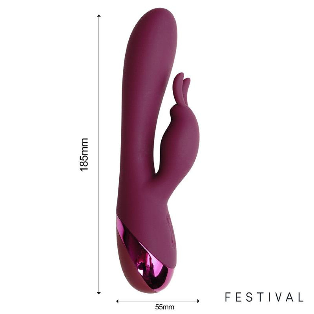 Festival Rechargeable Silicone Rabbit Vibrator Red