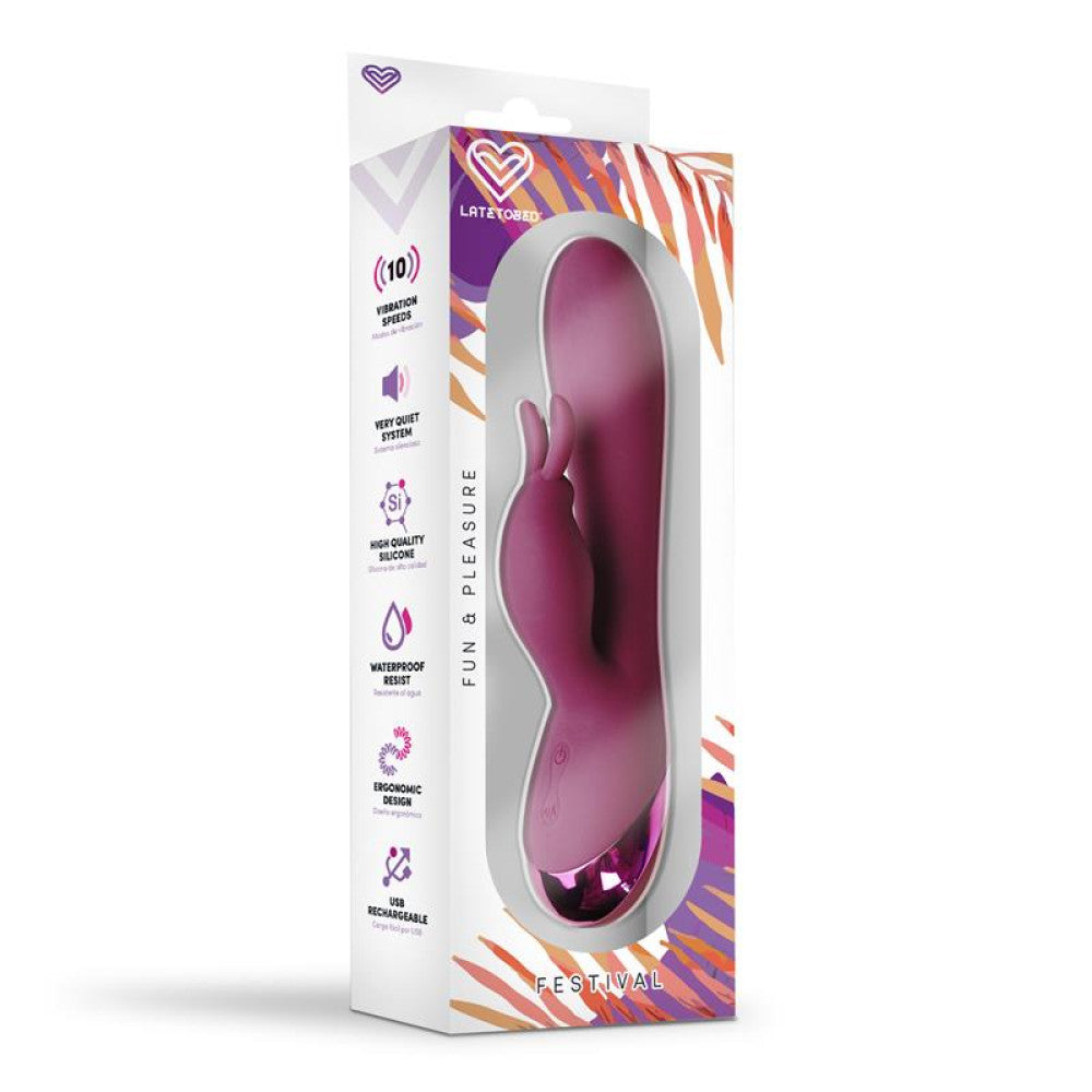 Festival Rechargeable Silicone Rabbit Vibrator Red