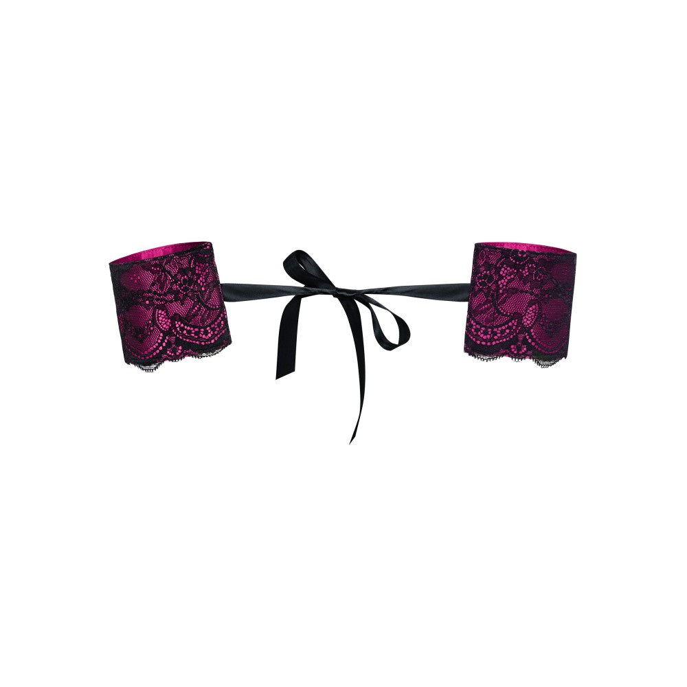 Nina - Obsessive Roseberry Lace Wrist Wraps Pink & Black