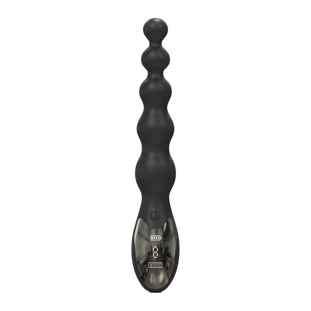 Nina - Rechargeable Silicone Anal Beads with LED Display Beaded Anal Gear Black