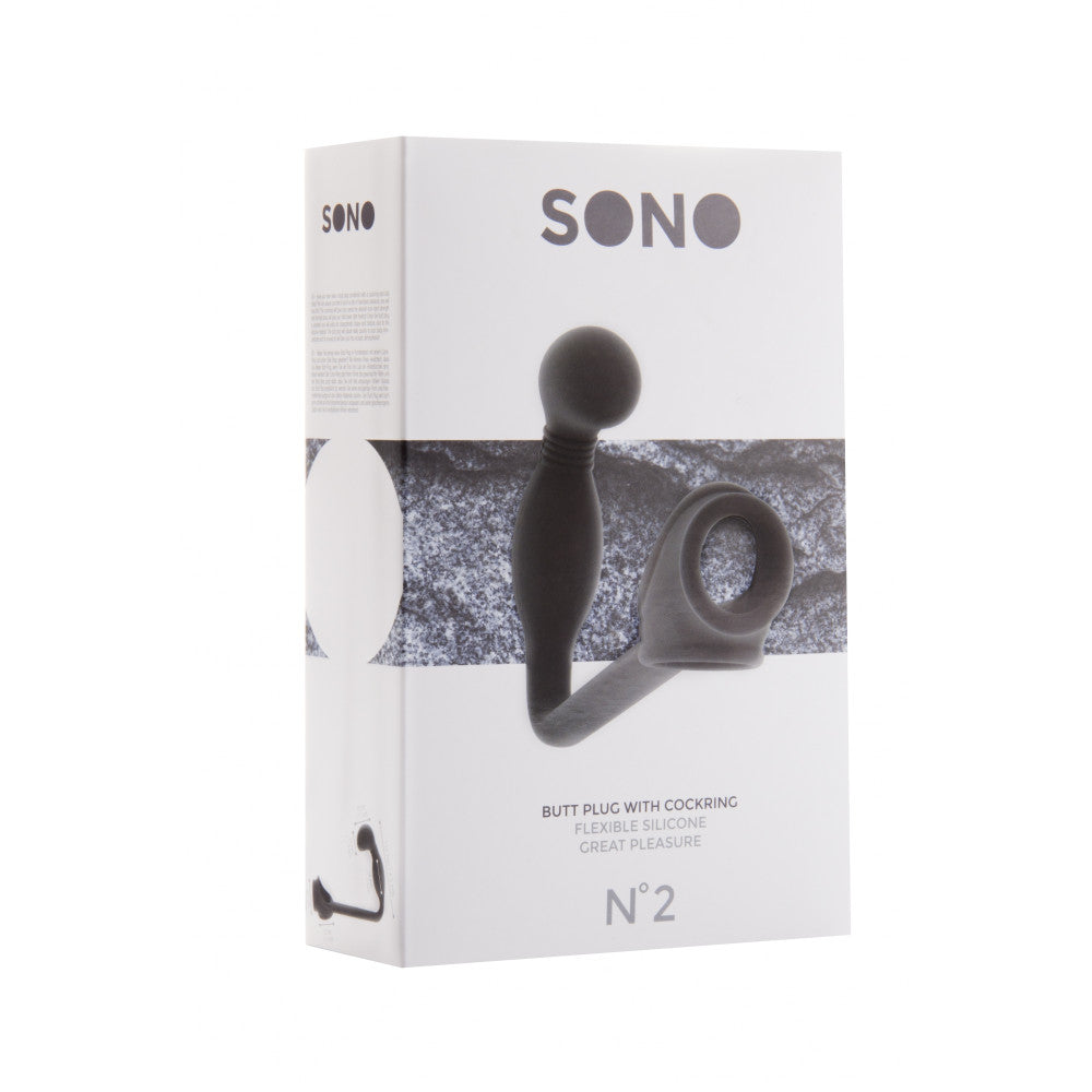 Nina - Silicone anal stimulator with penis and testicle clamp Sono #2 black