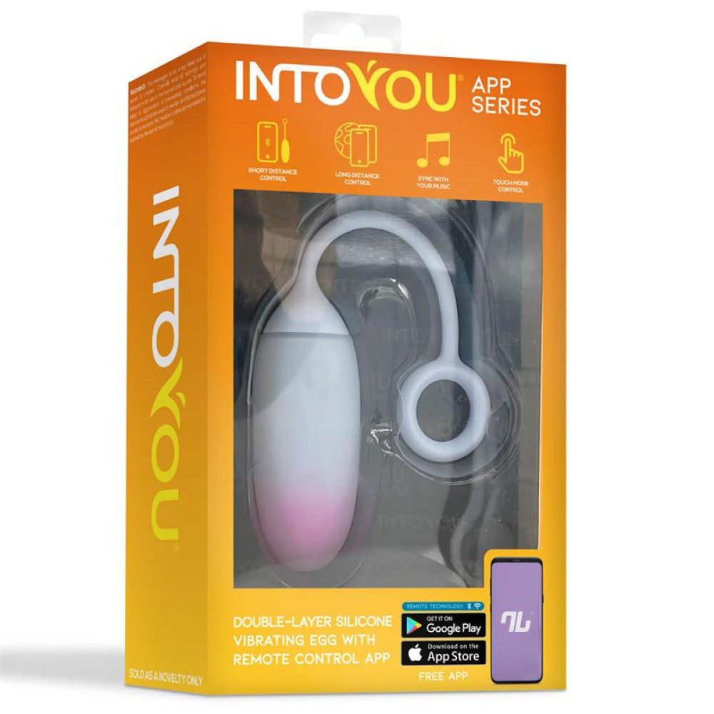 Nina*Color - Rechargeable Double Layer Silicone Vibro Egg with App Intoyou Blue-Pink