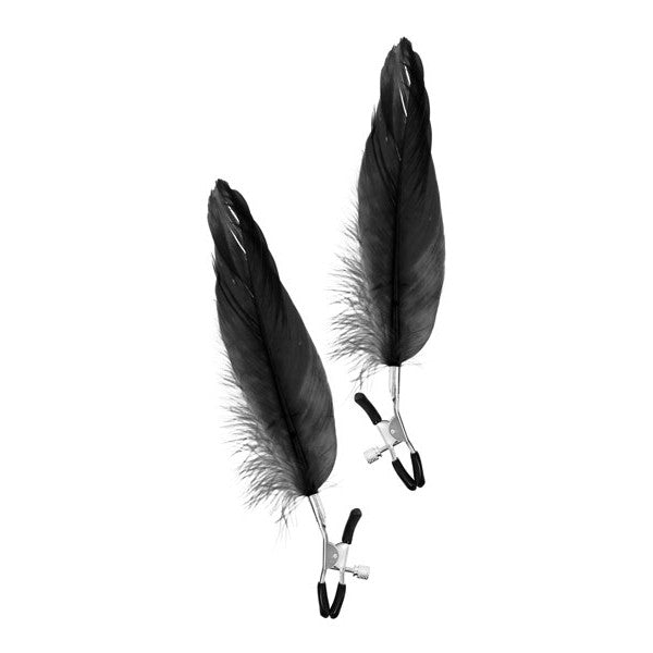 Nipple Clips with Long Feathers Fetish Excellence Black