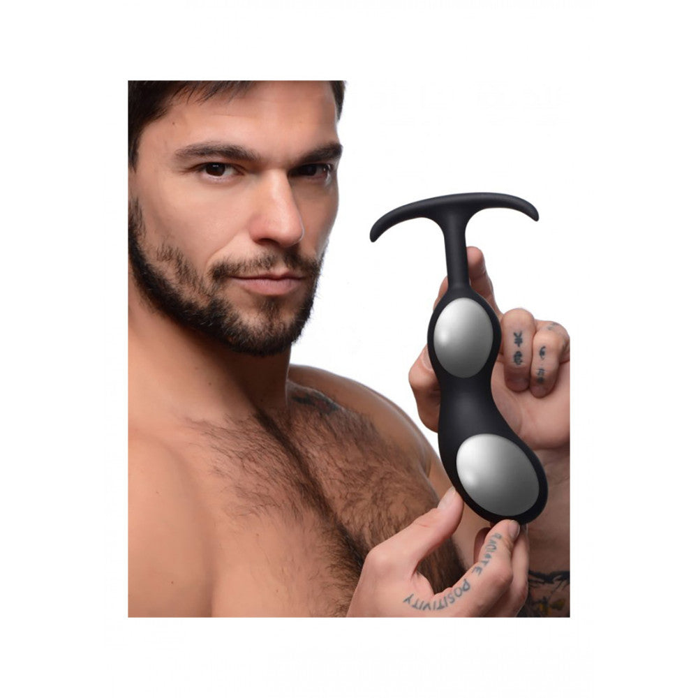 OK Size*Zhu* Large Silicone Prostate Stimulator with Built-in Weights Heavy Hitters 8.2" Black