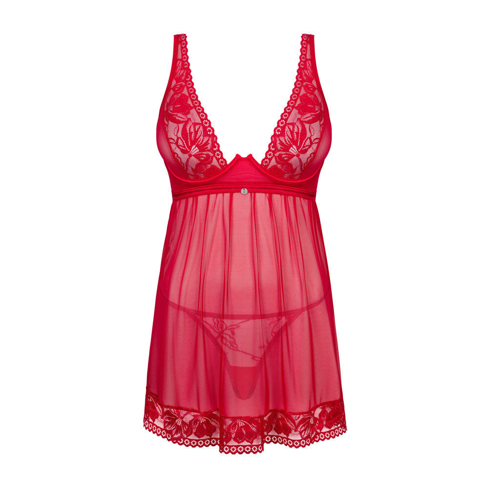 Obsessive Lacelove Babydoll & G-String Set Red