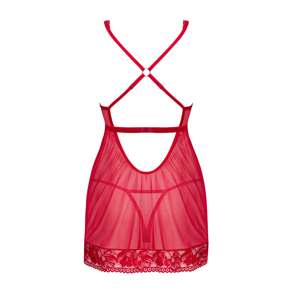 Obsessive Lacelove Babydoll & G-String Set Red
