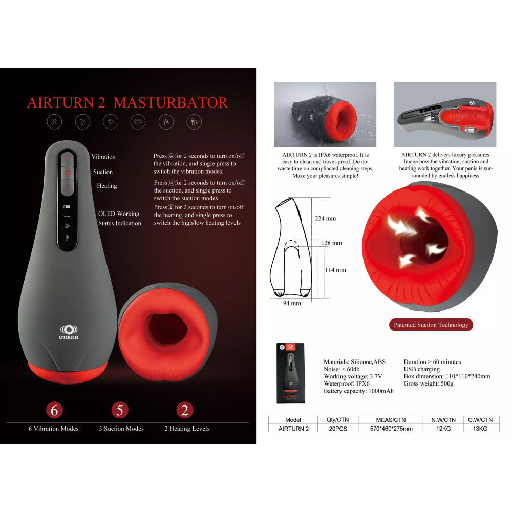 Otouch Airturn 2 luxury masturbator with suction and heating