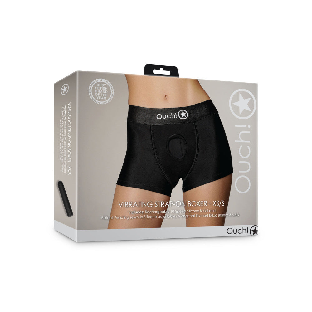 Ouch! Strap-On Vibrating Boxers Black