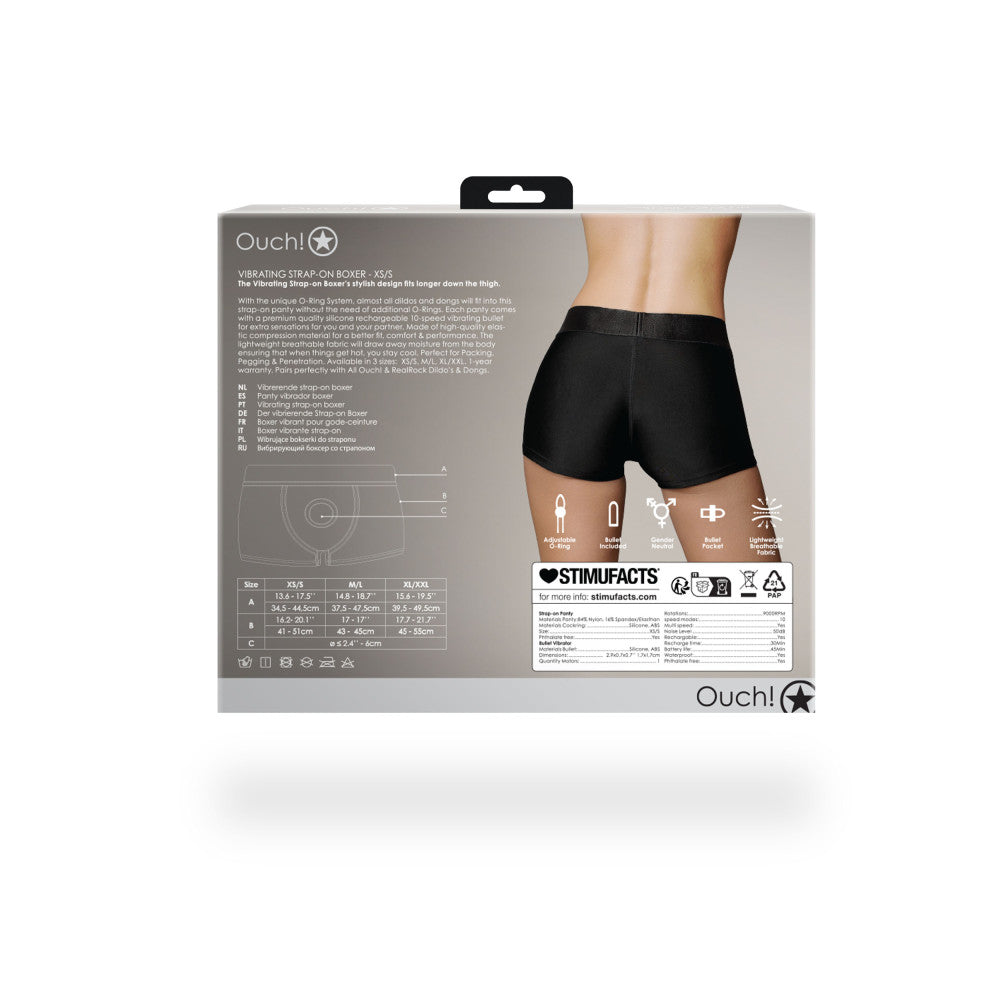 Ouch! Vibrating Strap-On Boxers Black Size XS/S