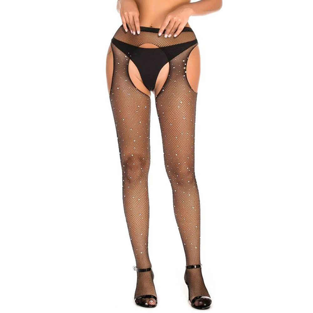 Paris Hollywood H3477 Rhinestone Crotchless Tights