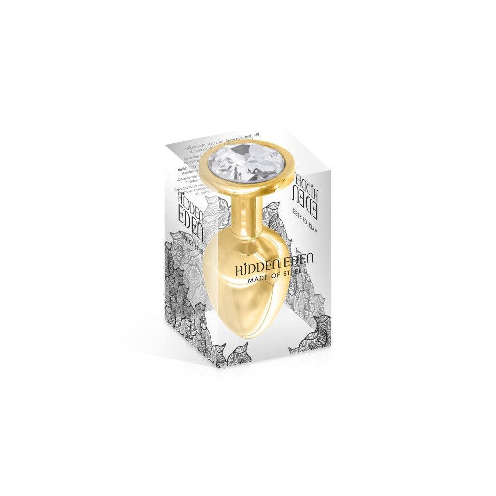 Pink Angel Metal Gold Butt Plug with Crystal M