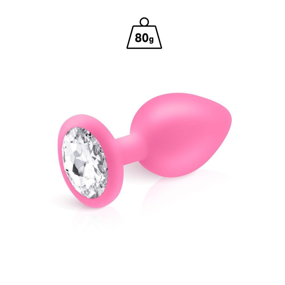 Pink Hidden Eden Plus Size Silicone Butt Plug with Crystal