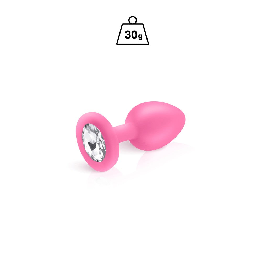 Pink Silicone Butt Plug for Beginners Hidden Eden with Crystal