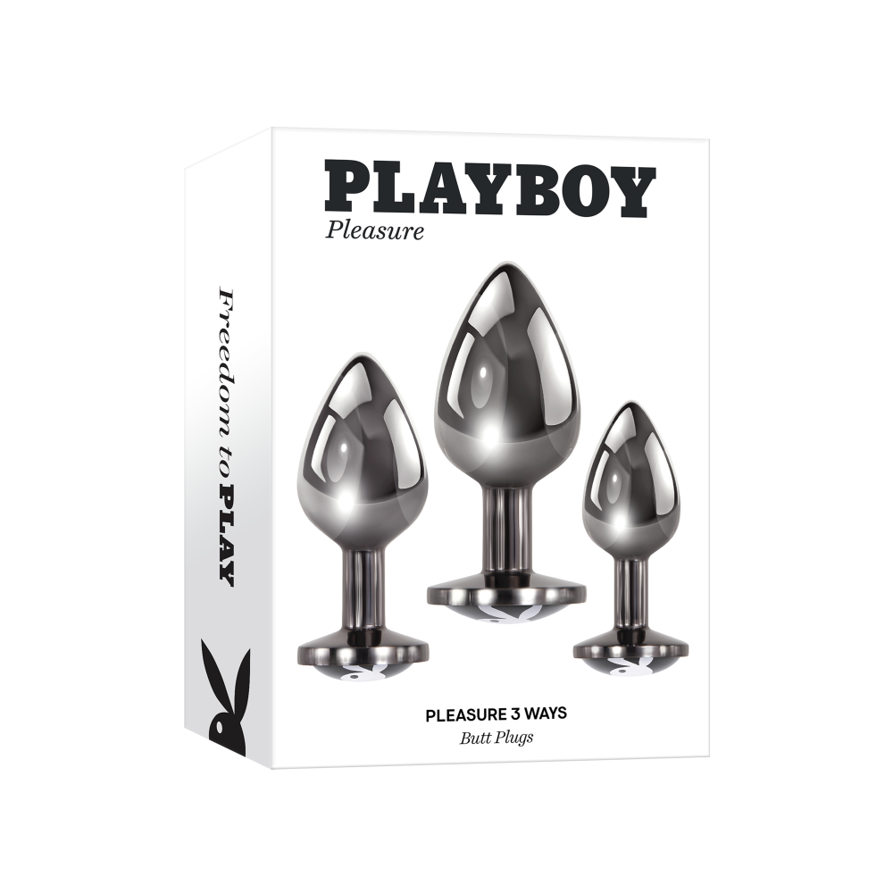 Playboy Pleasure 3 Ways Metal Butt Plug Set of 3 Pieces