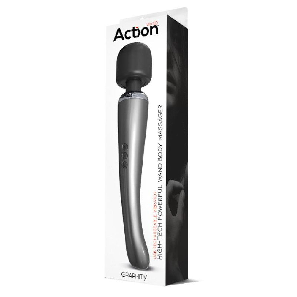 Powerful rechargeable Action Graphity Wand massager pearl gray