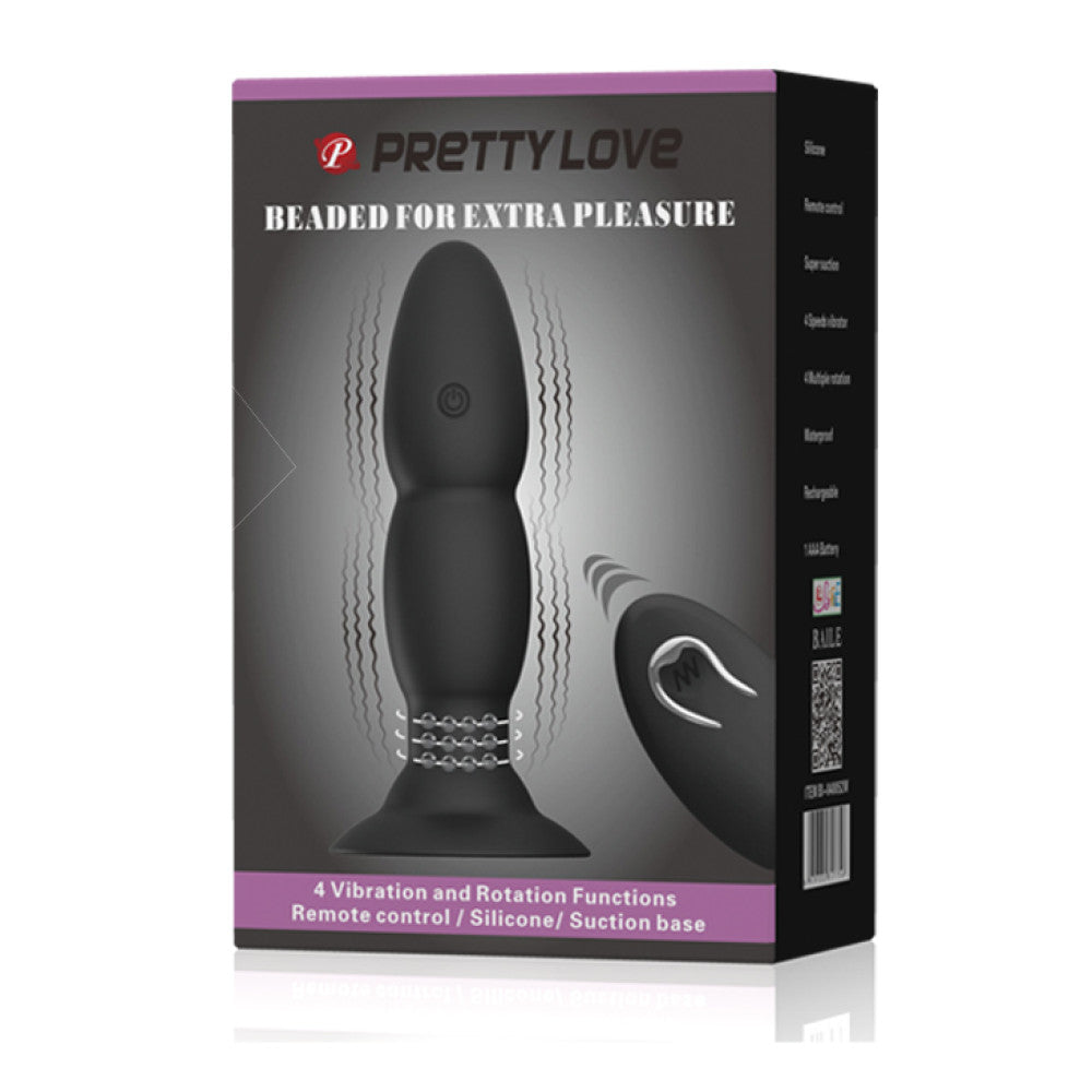 Powerful rechargeable anal butt plug with rotating beads Pretty Love