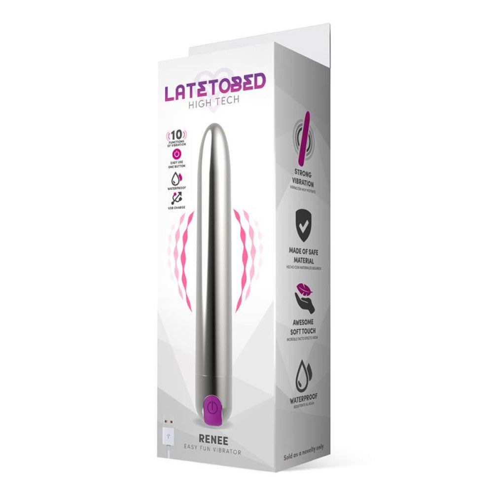 Powerful rechargeable classic vibrator Renee silver