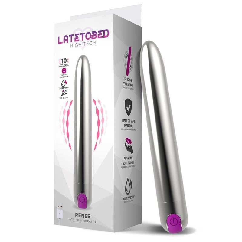 Powerful rechargeable classic vibrator Renee silver