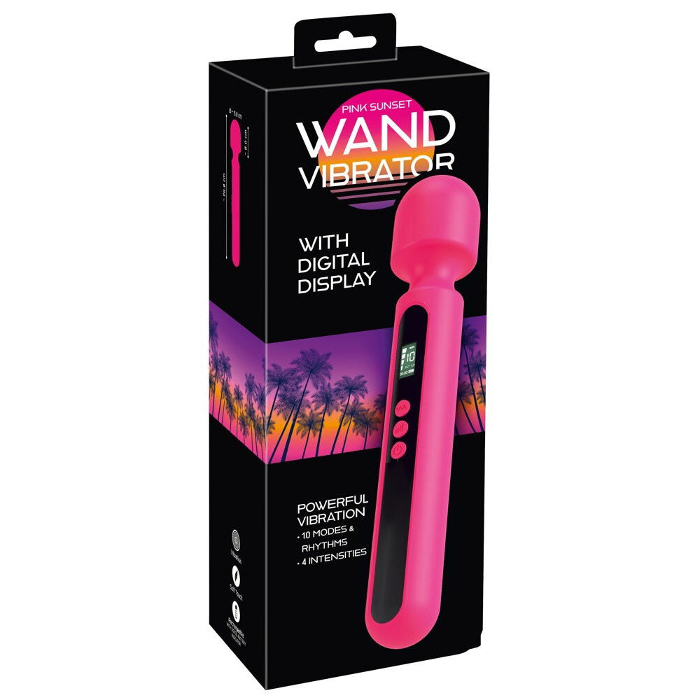 Powerful rechargeable massager with Pink Sunset display