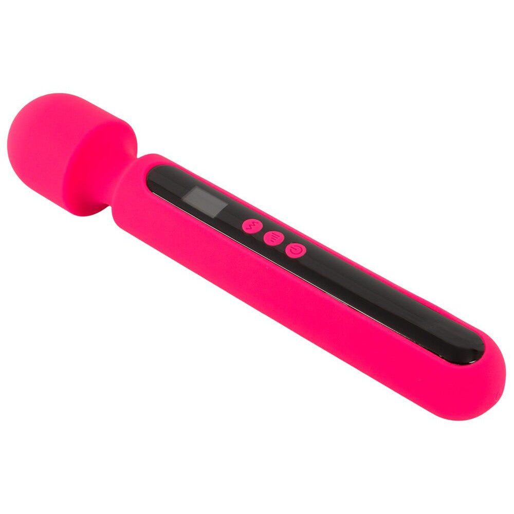 Powerful rechargeable massager with Pink Sunset display