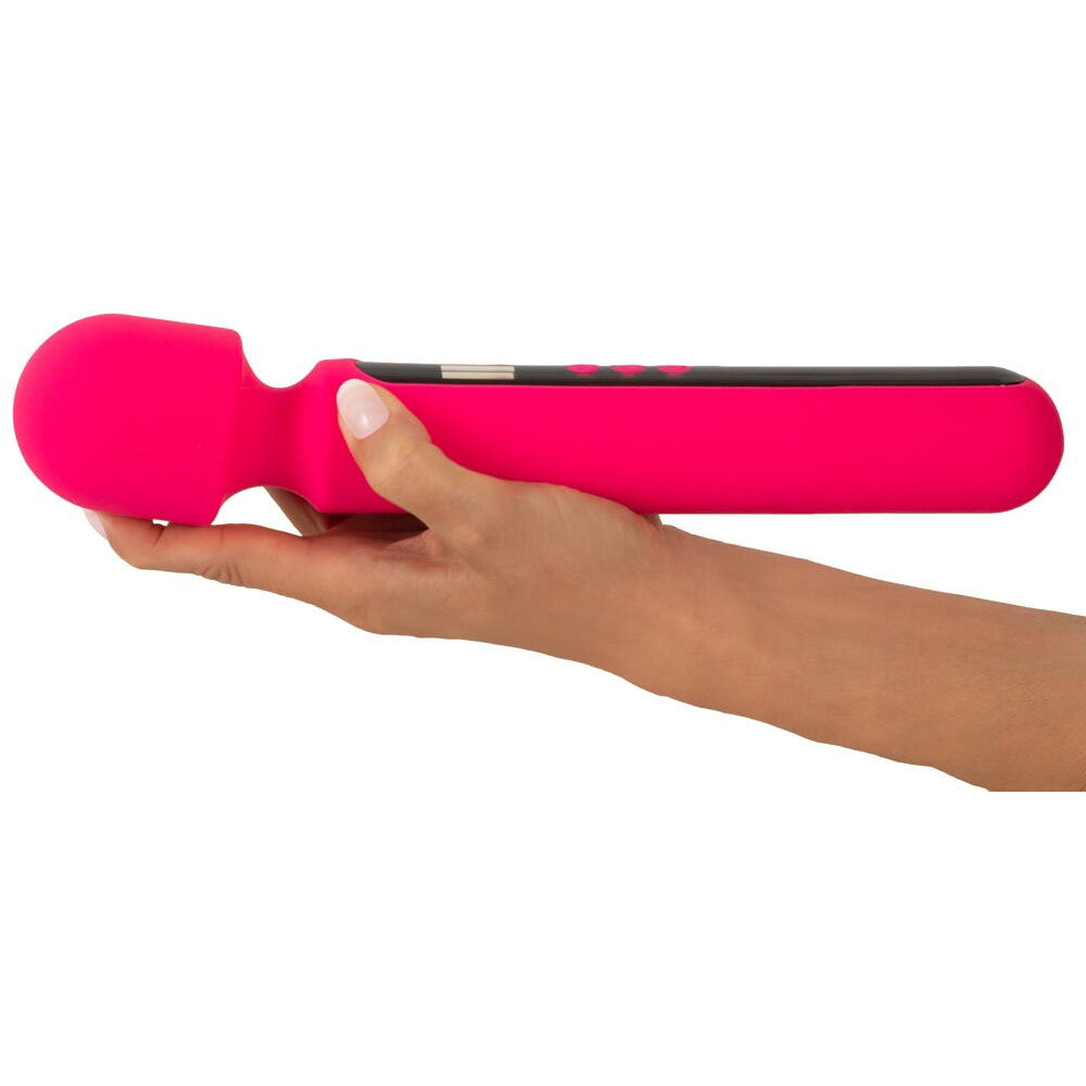 Powerful rechargeable massager with Pink Sunset display