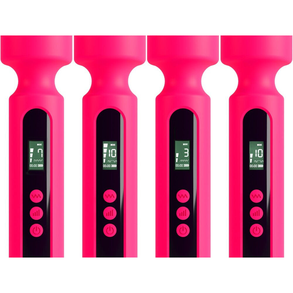 Powerful rechargeable massager with Pink Sunset display