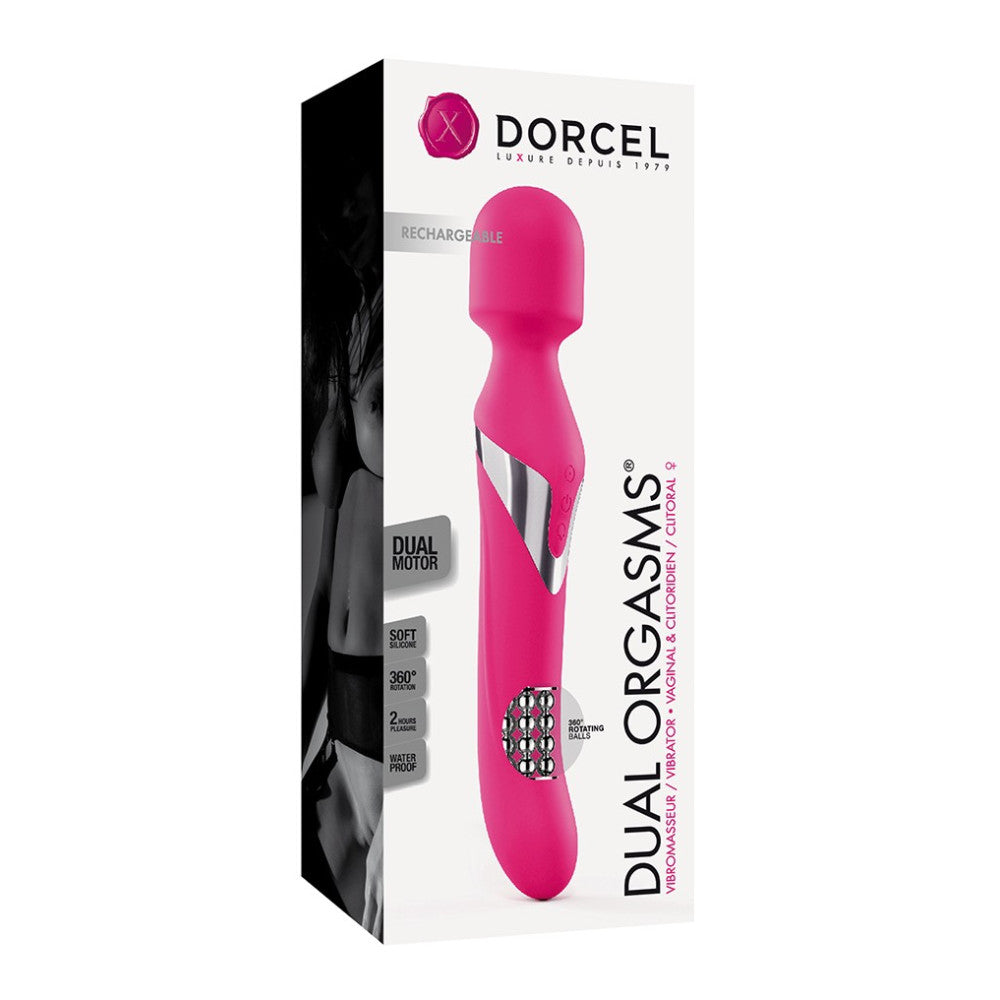 Powerful rechargeable massager with two motors Dorcel Dual Orgasm pink