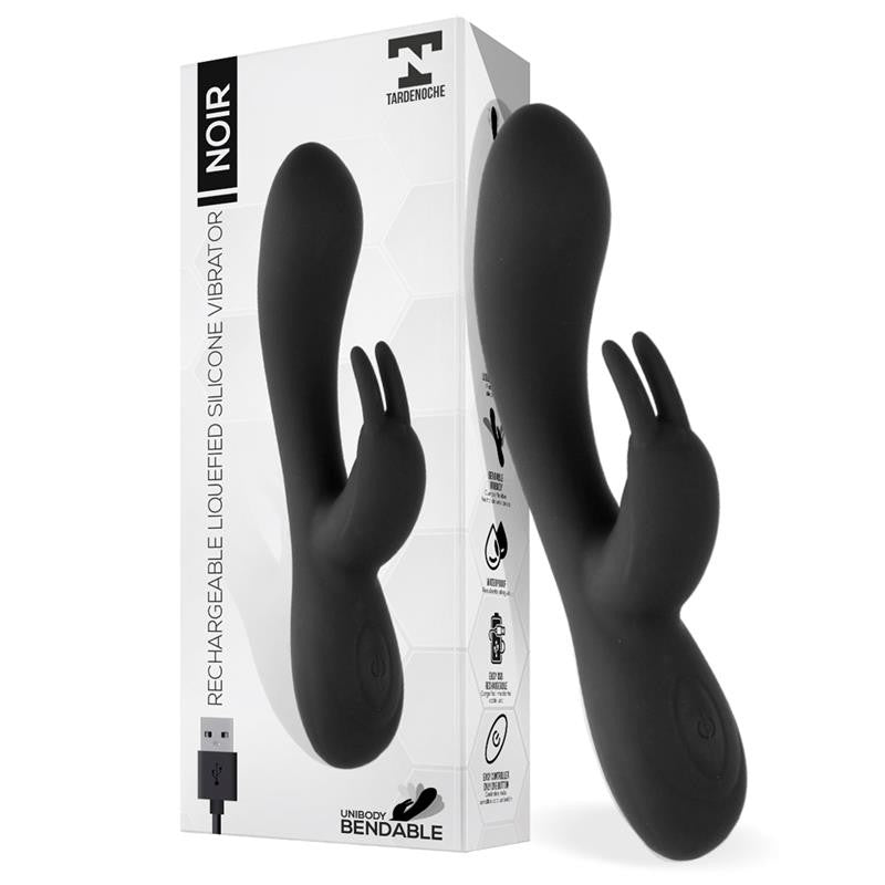 Powerful rechargeable rabbit vibrator made of silicone Noir