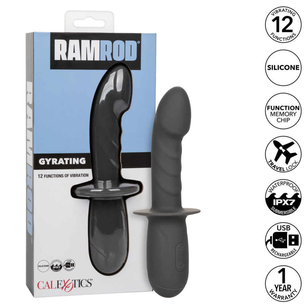 Powerful rechargeable silicone vibrator with relief Ramrod Gyrating grey